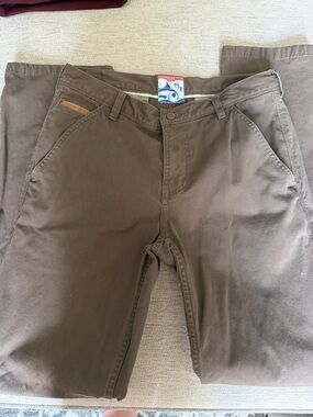 Southern Tide Men's Brown Chino Pants with Leather Trim
